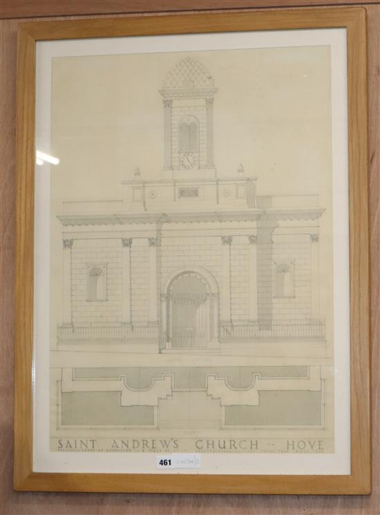 D. M. Dawbarn, an architect students study of Saint Andrews Church, Hove, 70 x 50cm